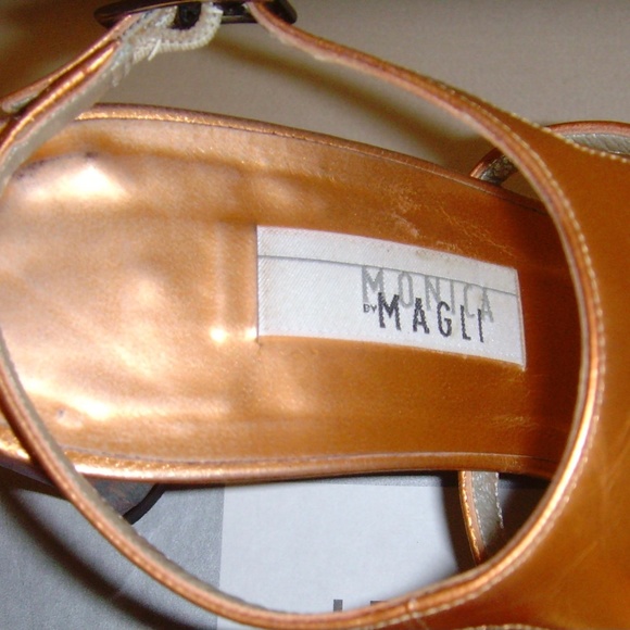 Monica by Magli Orange Metallic and Suede Strappy Heels 7.0 - Picture 11 of 14